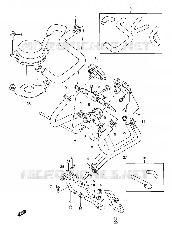 SYSTÈME DE RECYCLAGE GAZ D'ECHAPPEMENT (MODELE K/L/M/N E18) Suzuki MOTO 600 GSX-F 1988  GSX600FU2J(E2)