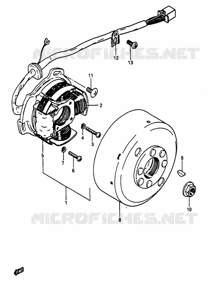 ALLUMAGE ROTOR - STATOR (MODELE D/E/F/G/J) Suzuki MOTO 50 RG 1984  RG50WE(D/E/F/1/G/J/K)
