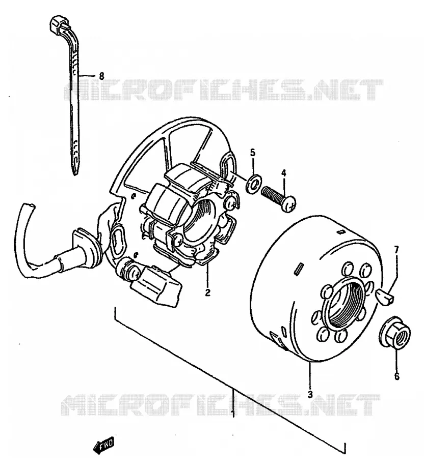 ALLUMAGE ROTOR - STATOR (MODELE H/J) Suzuki MOTO 125 RM 1986  RM125G(G/H/J)