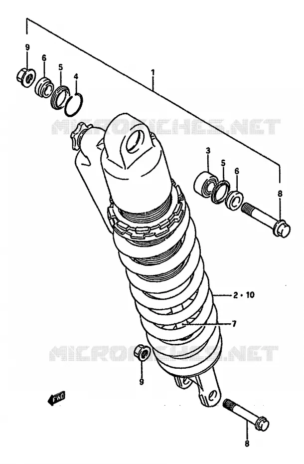 AMORTISSEUR (MODELE H) Suzuki MOTO 125 RM 1987  RM125H(G/H/J)