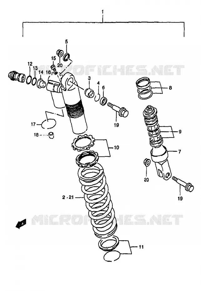 AMORTISSEUR (MODELE T) Suzuki MOTO 250 RM 1996  RM250T(T/V/W/X/Y)