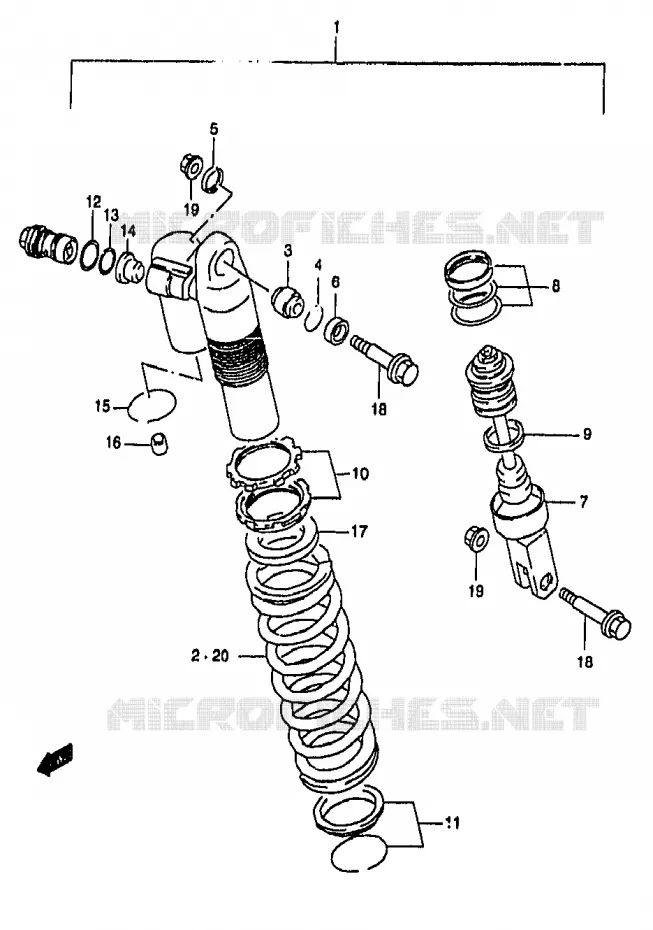 AMORTISSEUR (MODELE W) Suzuki MOTO 250 RM 1999  RM250X(T/V/W/X/Y)