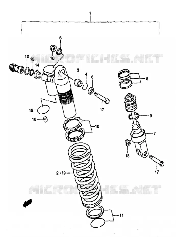 AMORTISSEUR (MODELE X) Suzuki MOTO 250 RM 2000  RM250Y(T/V/W/X/Y)