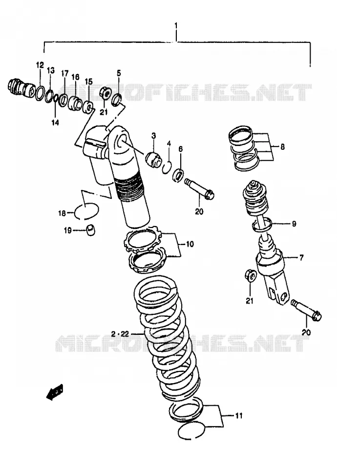 AMORTISSEUR (MODELE Y) Suzuki MOTO 250 RM 2000  RM250Y(T/V/W/X/Y)