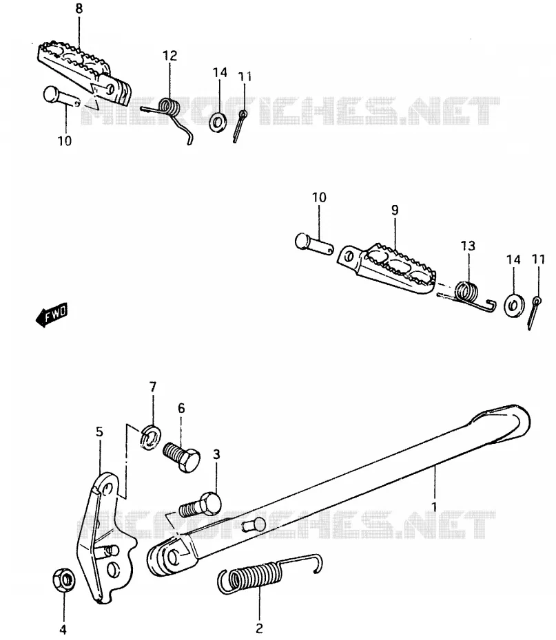 BEQUILLE - REPOSE PIED Suzuki MOTO 500 RM 1984  RM500E(D/E)