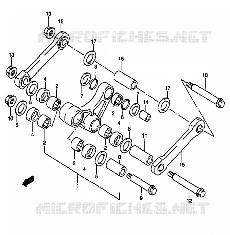 BIELLETTE DE SUSPENSION ARRIERE (MODELE Y) Suzuki MOTO 250 RM 1996  RM250T(T/V/W/X/Y)