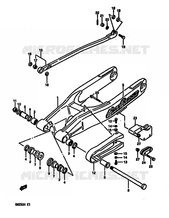 BRAS OSCILLANT ARRIERE (MODELE G) Suzuki MOTO 250 RM 1986  RM250G(G/H)