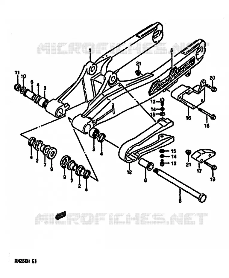 BRAS OSCILLANT ARRIERE (MODELE H) Suzuki MOTO 250 RM 1986  RM250G(G/H)