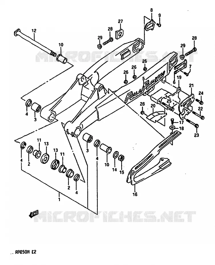 BRAS OSCILLANT ARRIERE (MODELE K/L) Suzuki MOTO 250 RM 1991  RM250M(K/L/M/N)