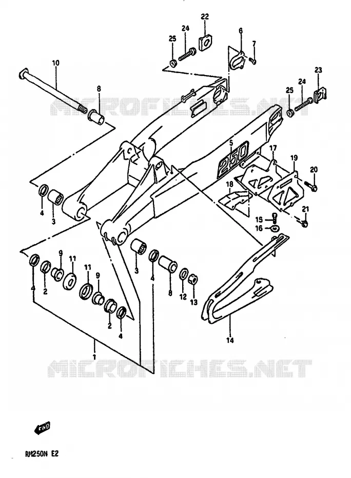 BRAS OSCILLANT ARRIERE (MODELE M) Suzuki MOTO 250 RM 1992  RM250N(K/L/M/N)