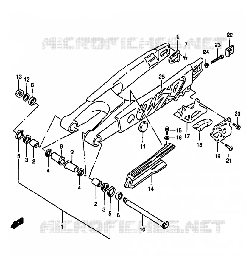 BRAS OSCILLANT ARRIERE (MODELE T) Suzuki MOTO 250 RM 1998  RM250W(T/V/W/X/Y)