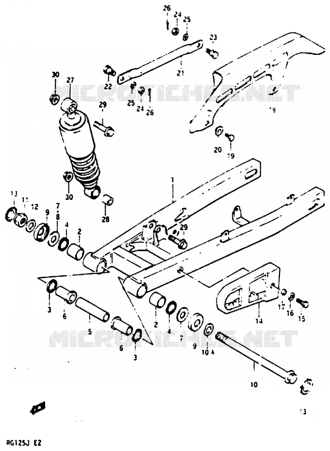 BRAS OSCILLANT ARRIERE Suzuki MOTO 125 RG 1988  RG125BUJ(G/H/J)