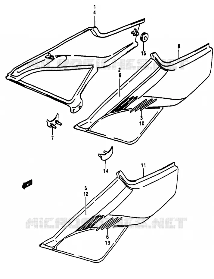 CARENAGES ARRIERE  (MODELE K) Suzuki MOTO 50 RG 1985  RG50F1(D/E/F/1/G/J/K)