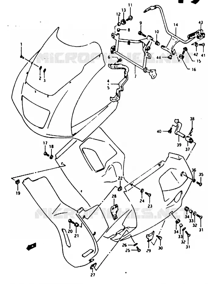 CARENAGES ET SUPPORTS AVANT Suzuki MOTO 125 RG 1994  RG125FUR(N/P/R)