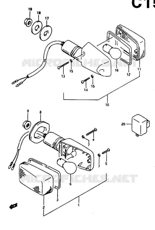 CLIGNOTANTS (E2, E4, E15, E17, E18, E34) Suzuki MOTO 125 RG 1992  RG125FN(N/P/R)
