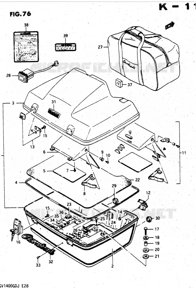COFFRE (MODELE G) Suzuki MOTO 1400 CAVALCADE 1986  GV1400GDG(DG-DJ/CJ)