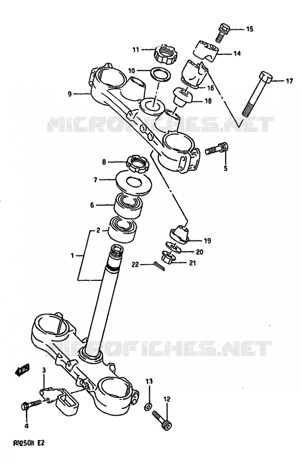 COLONNE DE DIRECTION (MODELE K/L) Suzuki MOTO 250 RM 1990  RM250L(K/L/M/N)