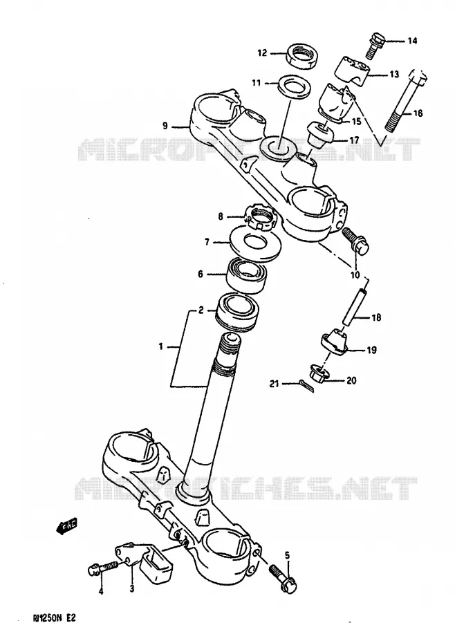 COLONNE DE DIRECTION (MODELE M/N) Suzuki MOTO 250 RM 1991  RM250M(K/L/M/N)