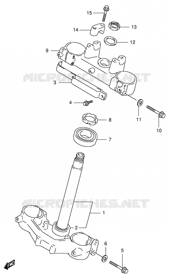 COLONNE DE DIRECTION (MODELE T/V/W) Suzuki MOTO 125 RM 1998  RM125W(E2)