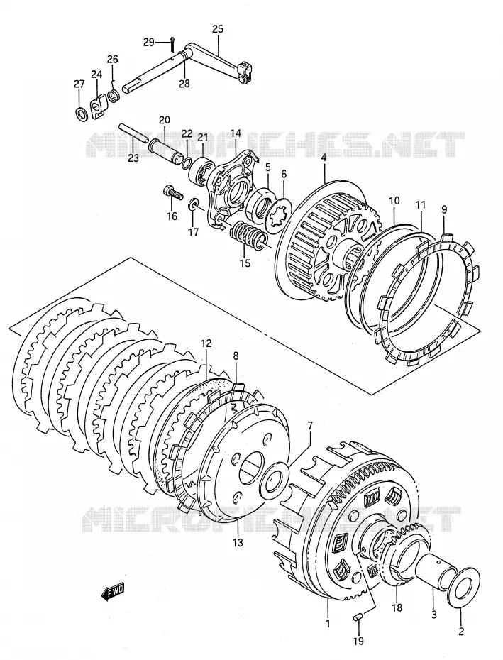 EMBRAYAGE Suzuki MOTO 650 BOULEVARD 1993  LS650P(E28)