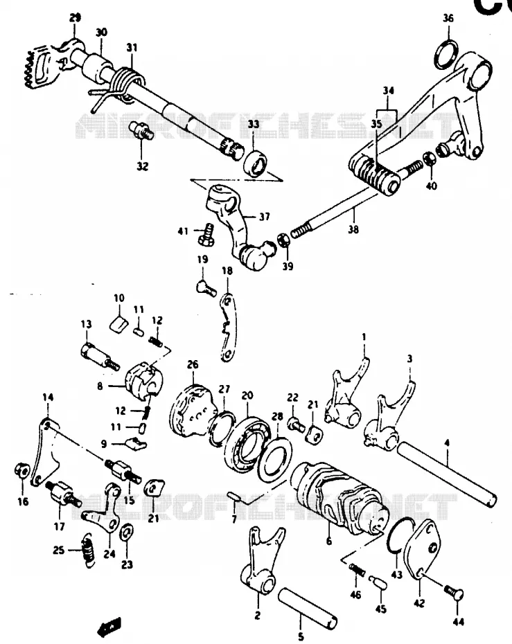 ENSEMBLE DE SELECTION DE VITESSES Suzuki MOTO 125 RG 1994  RG125FR(N/P/R)