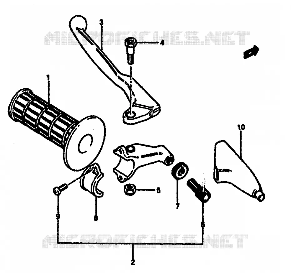 ENSEMBLE LEVIER - POIGNEE GAUCHE (MODELE F) Suzuki MOTO 125 RM 1985  RM125F(E/F)