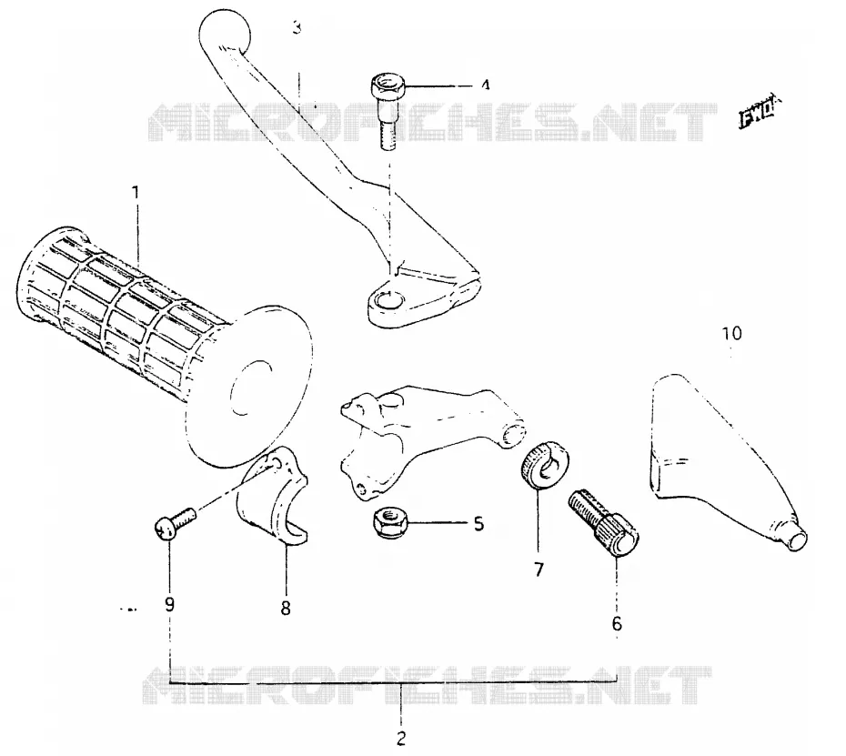 ENSEMBLE LEVIER - POIGNEE GAUCHE (MODELE Z) Suzuki MOTO 465 RM 1982  RM465Z(X/Z)