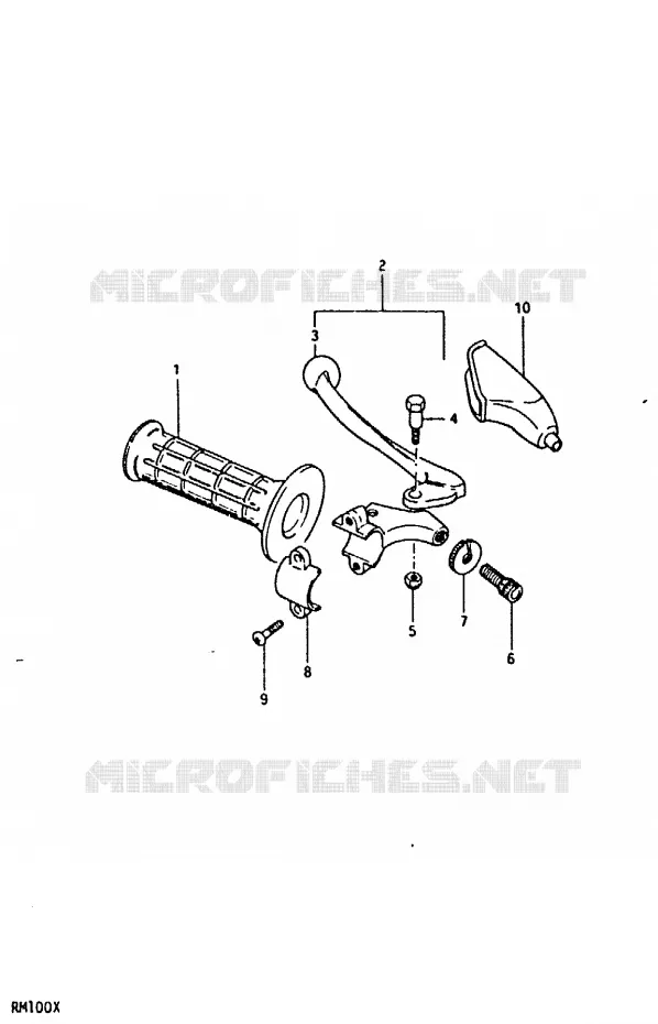 ENSEMBLE LEVIER - POIGNEE GAUCHE (RM100X) Suzuki MOTO 100 RM 1992  RM100N(N/T/X)