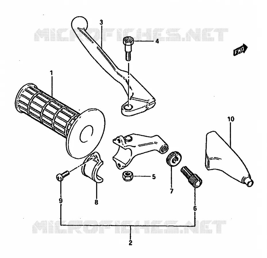 ENSEMBLE LEVIER - POIGNEE GAUCHE Suzuki MOTO 125 RM 1986  RM125G(G/H/J)