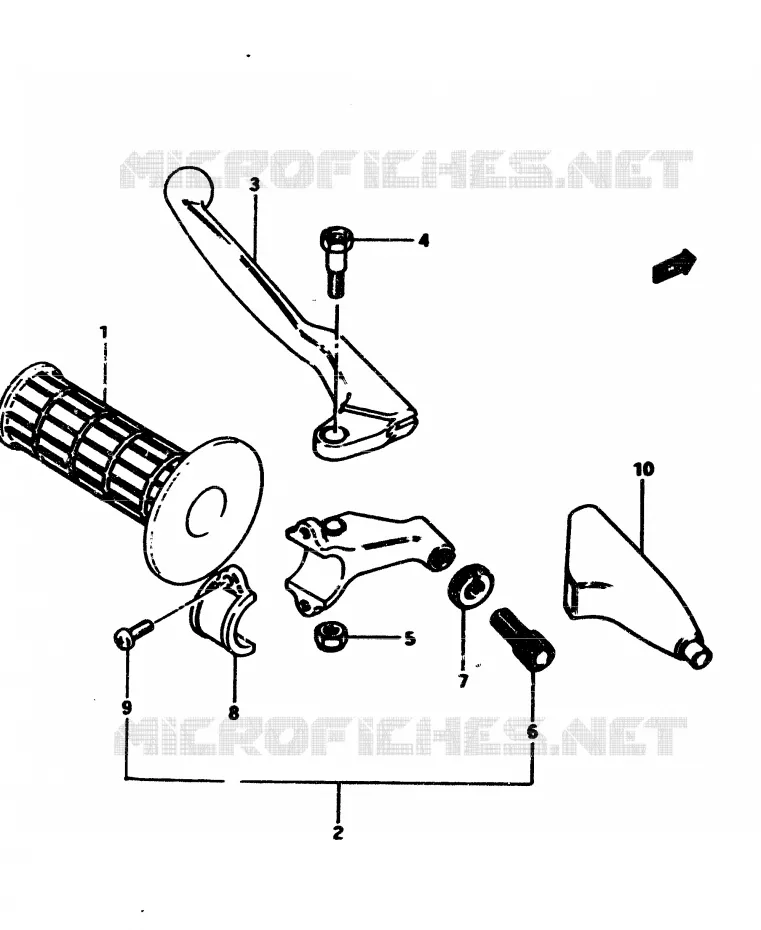 ENSEMBLE LEVIER - POIGNEE GAUCHE Suzuki MOTO 500 RM 1985  RM500F
