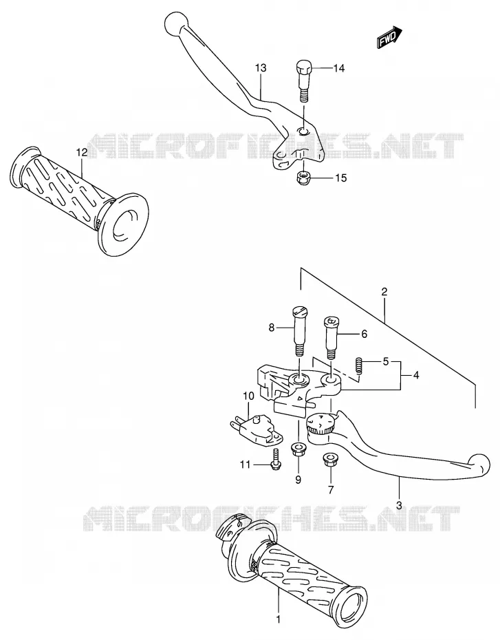 ENSEMBLE LEVIERS - POIGNEES Suzuki MOTO 900 RF 1995  RF900RS(E2)