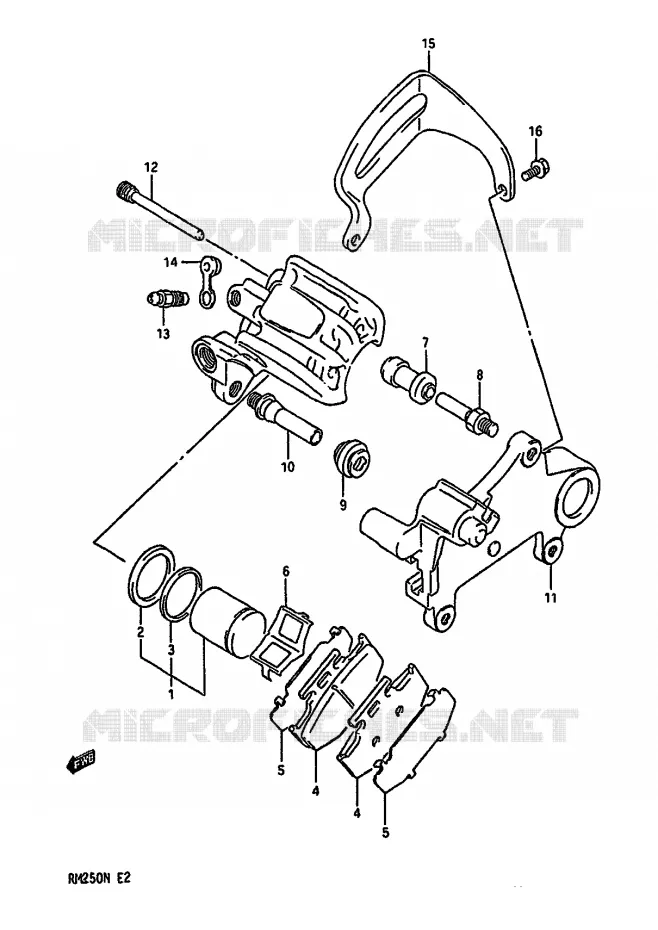 ETRIER DE FREIN ARRIERE (MODELE K) Suzuki MOTO 250 RM 1991  RM250M(K/L/M/N)