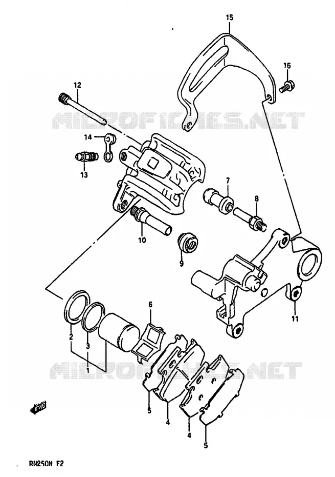 ETRIER DE FREIN ARRIERE (MODELE L) Suzuki MOTO 250 RM 1992  RM250N(K/L/M/N)