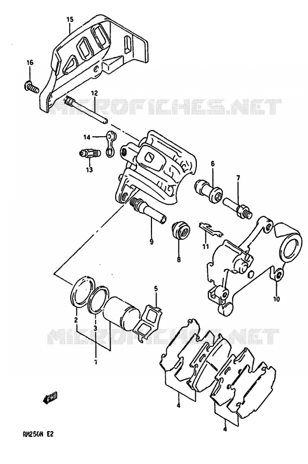 ETRIER DE FREIN ARRIERE (MODELE N) Suzuki MOTO 250 RM 1989  RM250K(K/L/M/N)