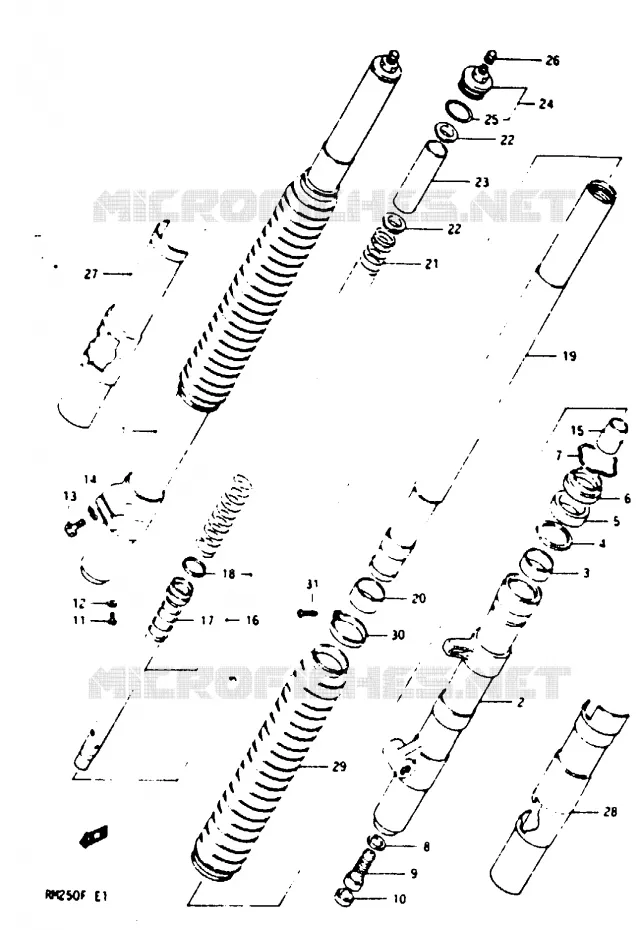 FOURCHE AVANT (MODELE F) Suzuki MOTO 250 RM 1984  RM250E(E/F)