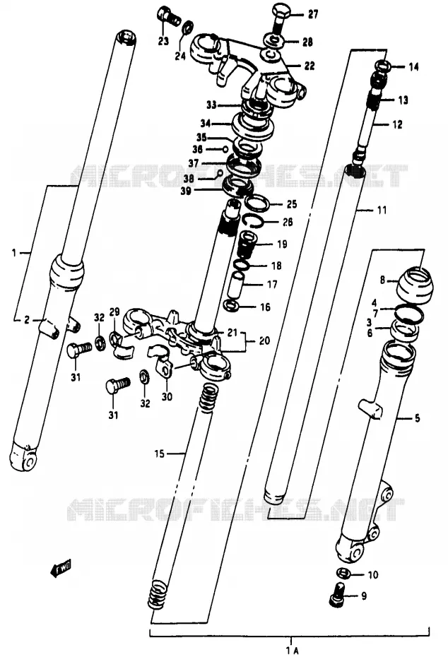 FOURCHE AVANT (MODELE K) Suzuki MOTO 50 RG 1986  RG50G1(D/E/F/1/G/J/K)