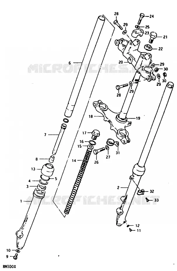 FOURCHE AVANT (RM100N) Suzuki MOTO 100 RM 1999  RM100X(N/T/X)