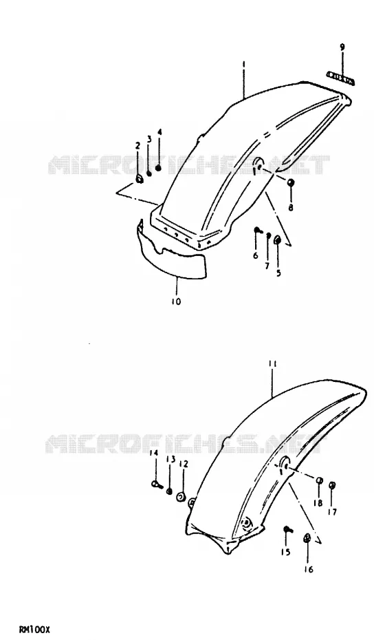 GARDE BOUE ARRIERE Suzuki MOTO 100 RM 1992  RM100N(N/T/X)
