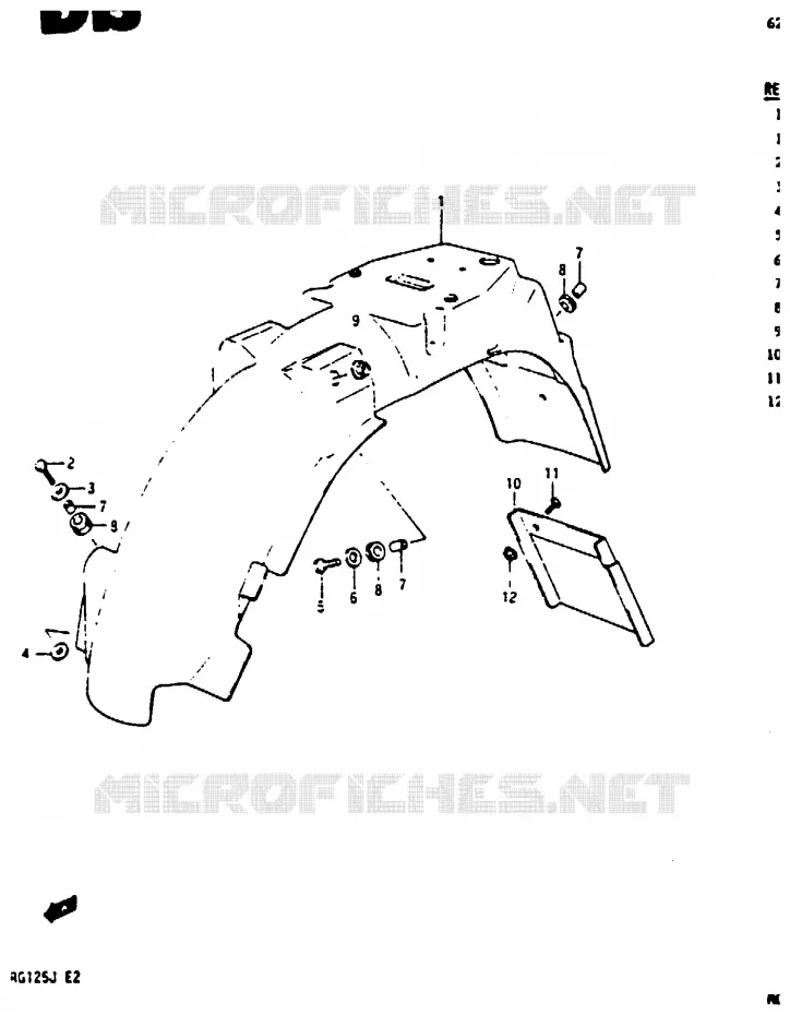 GARDE BOUE ARRIERE Suzuki MOTO 125 RG 1986  RG125CG(G/H/J)