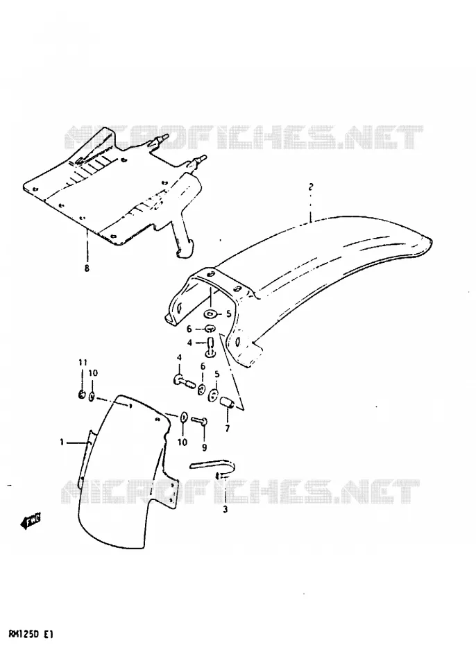 GARDE BOUE ARRIERE Suzuki MOTO 125 RM 1983  RM125D