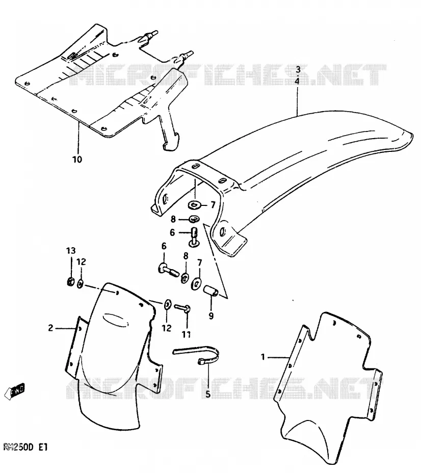 GARDE BOUE ARRIERE Suzuki MOTO 250 RM 1983  RM250D(Z/D)