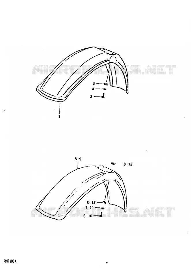 GARDE BOUE AVANT Suzuki MOTO 100 RM 1996  RM100T(N/T/X)
