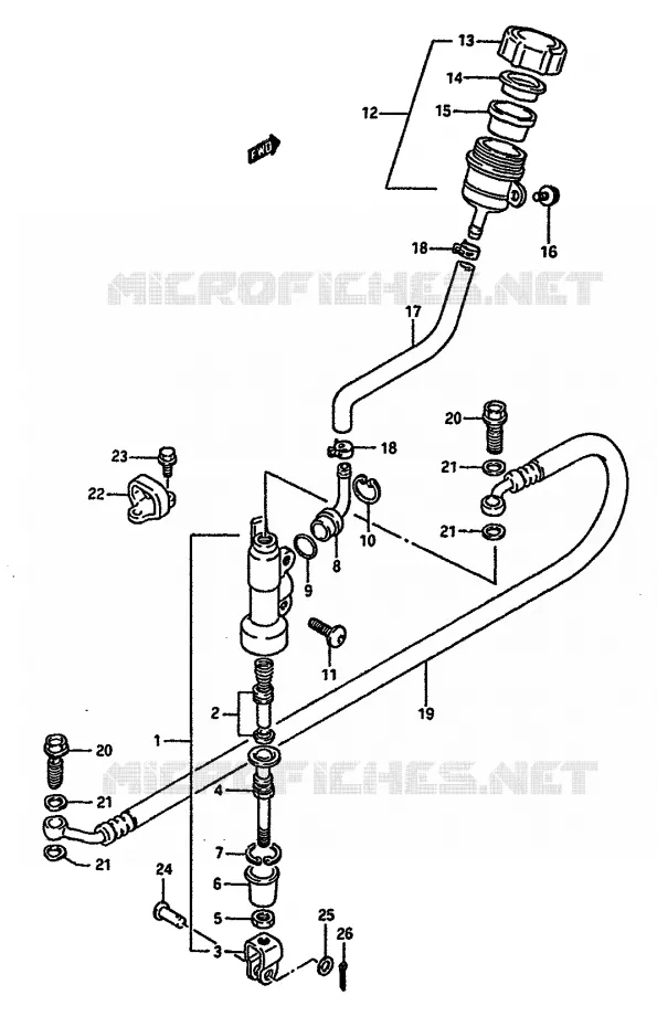 MAITRE CYLINDRE ARRIERE (MODELE J) Suzuki MOTO 125 RM 1988  RM125J(G/H/J)