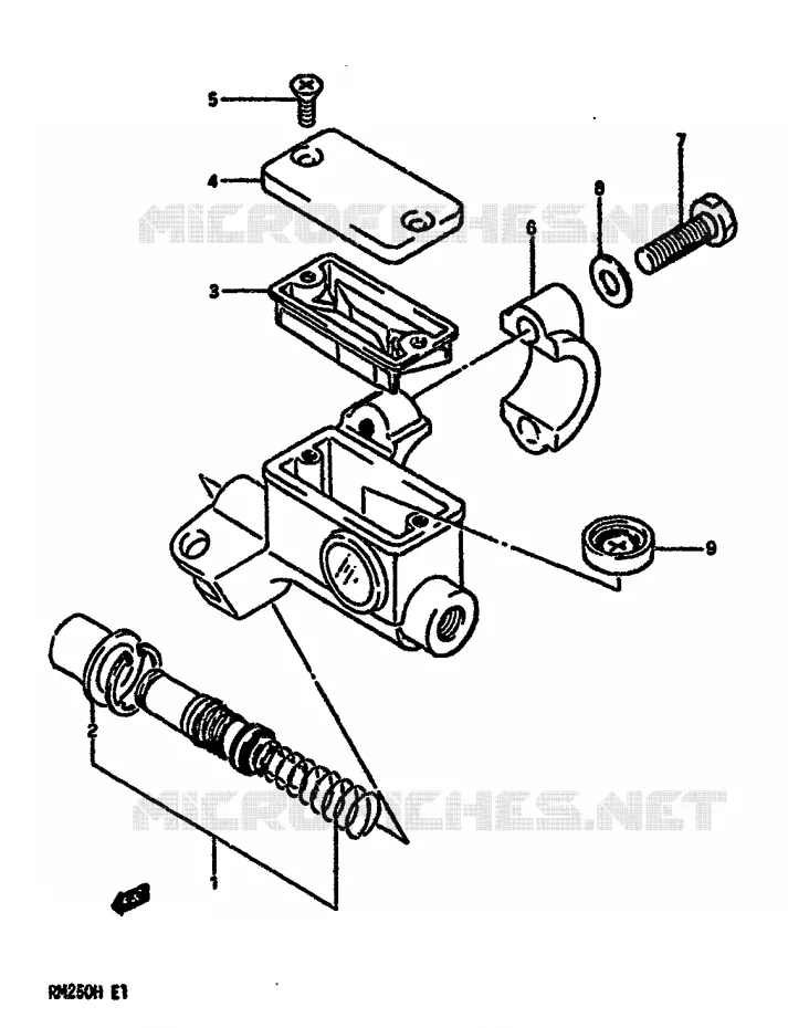 MAITRE CYLINDRE AVANT (MODELE H) Suzuki MOTO 250 RM 1987  RM250H(G/H)
