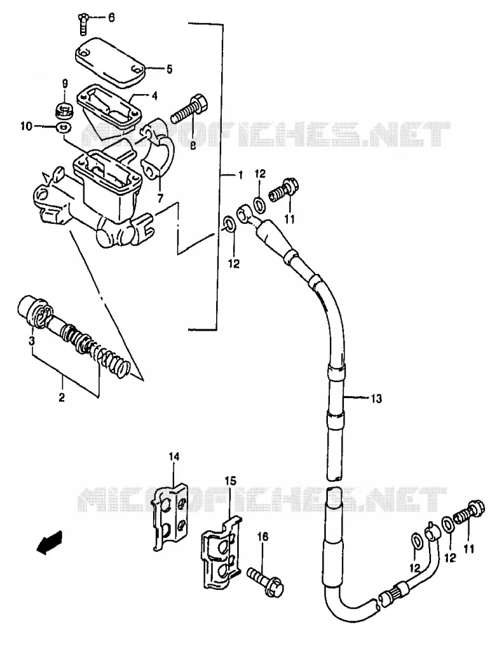 MAITRE CYLINDRE AVANT (MODELE X/Y) Suzuki MOTO 250 RM 1999  RM250X(T/V/W/X/Y)