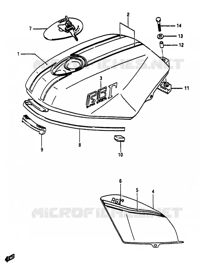 RESERVOIR D'ESSENCE (MODELE G/G1) Suzuki MOTO 50 RG 1983  RG50WD(D/E/F/1/G/J/K)