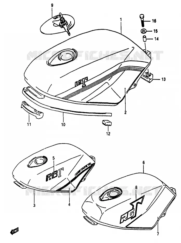 RESERVOIR D'ESSENCE (MODELE J/K) Suzuki MOTO 50 RG 1985  RG50F(D/E/F/1/G/J/K)