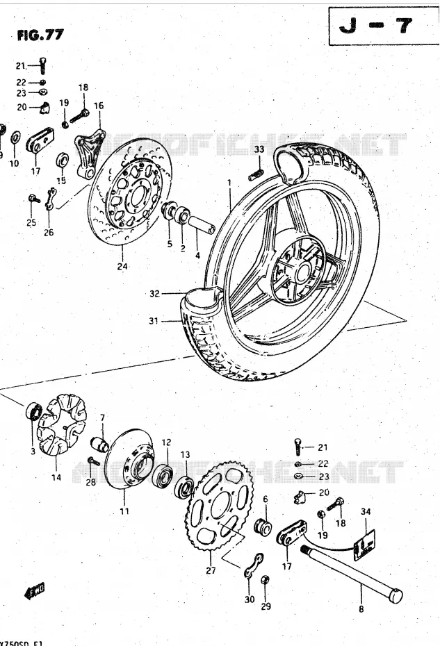 ROUE ARRIERE (GSX750SD) Suzuki MOTO 750 GSX-S 1982  GSX750SZ(E1)