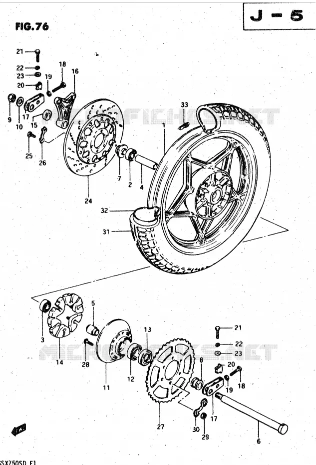 ROUE ARRIERE (GSX750SZ) Suzuki MOTO 750 GSX-S 1982  GSX750SZ(E1)