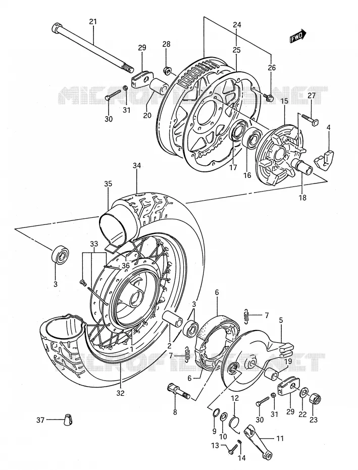 ROUE ARRIERE Suzuki MOTO 650 BOULEVARD 1988  LS650FPJ(E28)